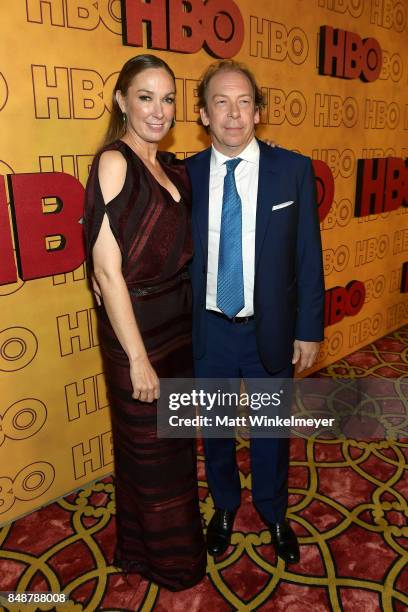 Elizabeth Marvel and Bill Camp attend HBO's Post Emmy Awards Reception at The Plaza at the Pacific Design Center on September 17, 2017 in Los...