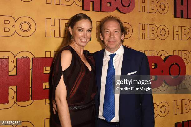 Elizabeth Marvel and Bill Camp attend the HBO's Official 2017 Emmy After Party at The Plaza at the Pacific Design Center on September 17, 2017 in Los...