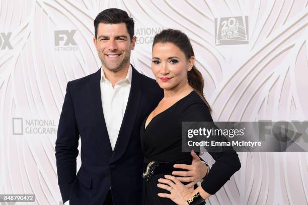 Max Greenfield and Tess Sanchez attend FOX Broadcasting Company, Twentieth Century Fox Television, FX And National Geographic 69th Primetime Emmy...