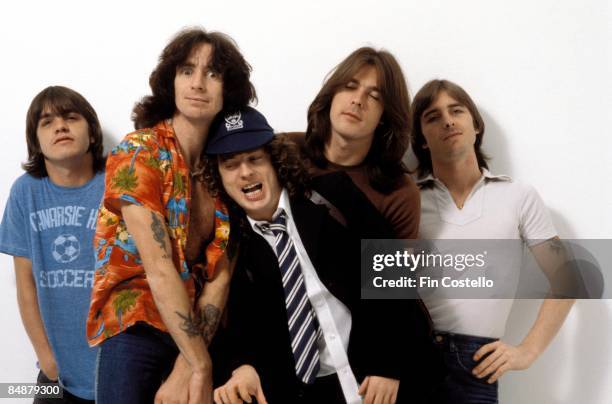 Photo of AC DC and Malcolm YOUNG and Cliff WILLIAMS and Bon SCOTT and Angus YOUNG and AC/DC and Phil RUDD, L-R: Malcolm Young, Bon Scott, Angus...