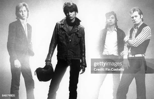 Photo of Chrissie HYNDE and PRETENDERS and James HONEYMAN SCOTT and Pete FARNDON; L-R. James Honeyman Scott, Chrissie Hynde, Pete Farndon, Martin...