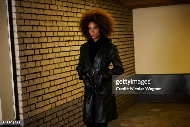 Actress Stefi Celma is photographed onApril 11, 2017 in Paris, France.