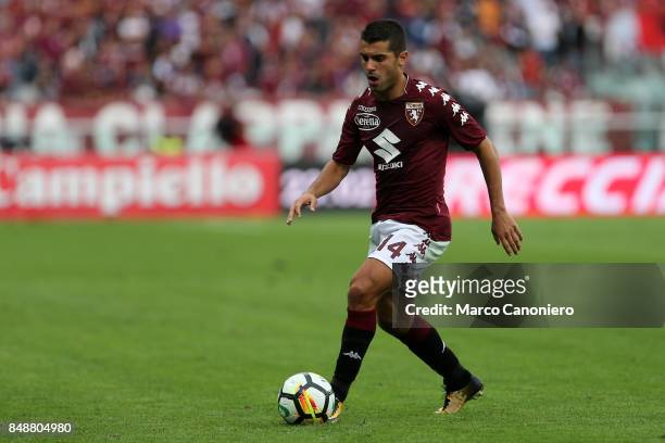 Iago Falque of Torino FC in action during the Serie A football match between Torino Fc and Uc Sampdoria .