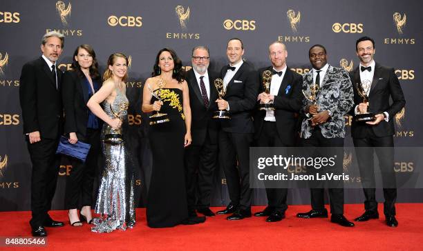 Actors Gary Cole, Clea DuVall, Anna Chlumsky, Julia Louis-Dreyfus, Kevin Dunn, Tony Hale, Matt Walsh, Sam Richardson, and Reid Scott, winners of the...