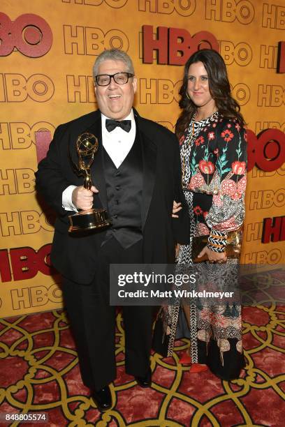 David Mandel and Dr. Rebecca Whitney attend HBO's Post Emmy Awards Reception at The Plaza at the Pacific Design Center on September 17, 2017 in Los...