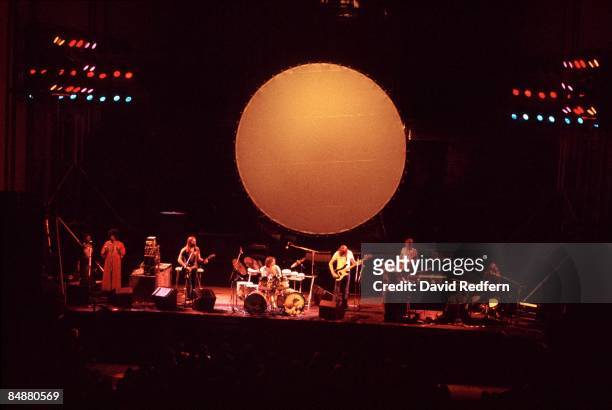 Photo of PINK FLOYD; L-R: backing singers, Dave Gilmour , Nick Mason , Roger Waters , Dick Parry, Rick Wright performing live onstage on "Dark Side...