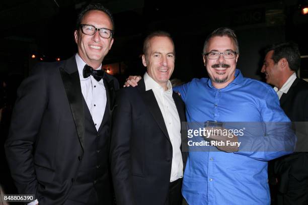 Networks President & General Manager Charlie Collier, Bob Odenkirk and Vince Gilligan attend the AMC Networks 69th Primetime Emmy Awards After-Party...