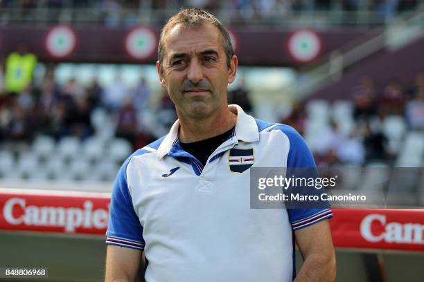 Marco Giampaolo, head coach of UC Sampdoria, looks on before the Serie A football match between Torino FC and Uc Sampdoria .