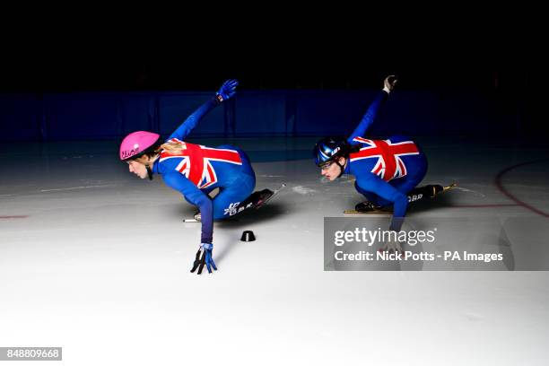 Great Britain's Elise Christie and Charlotte Gilmartin in action