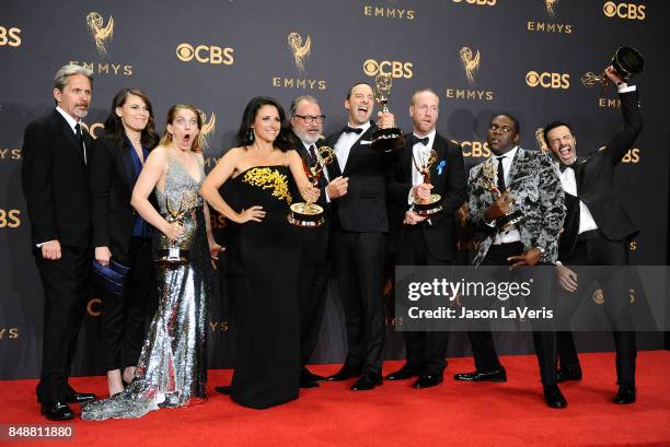 Actors Gary Cole, Clea DuVall, Anna Chlumsky, Julia Louis-Dreyfus, Kevin Dunn, Tony Hale, Matt Walsh, Sam Richardson, and Reid Scott, winners of the...