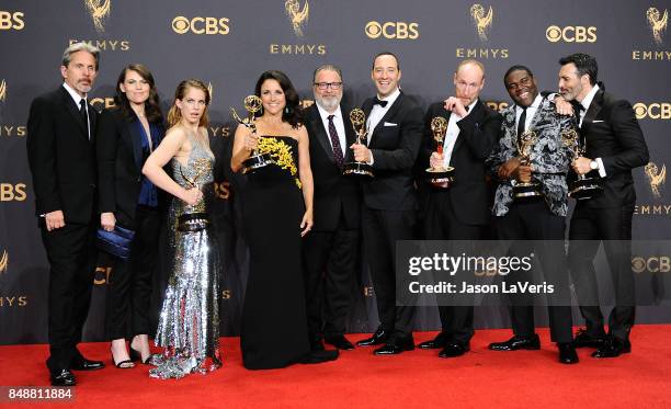 Actors Gary Cole, Clea DuVall, Anna Chlumsky, Julia Louis-Dreyfus, Kevin Dunn, Tony Hale, Matt Walsh, Sam Richardson, and Reid Scott, winners of the...