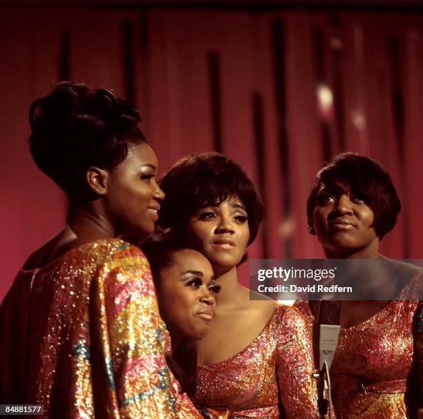 American female vocal group The Raelettes, from left, Barbara Nel Terrault, Susaye Greene, Verlyn Flenaugh and Beverley Ann Lesure, perform on stage...