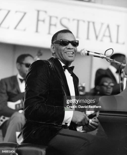 American singer, songwriter and pianist Ray Charles performs live on stage at the Newport Jazz Festival in Newport, Rhode Island on 7th July 1968.