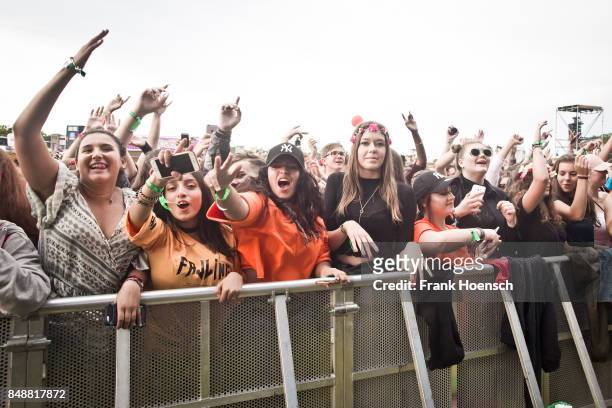 Fans are seen during the first day of Lollapalooza Festival on September 09, 2017 in Dahlwitz-Hoppegarten, Germany. .