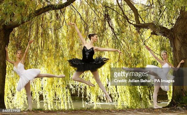 The Moscow Ballet's Daria Kapitonova, Natalia Gubanova and Ksenia Burnicicheva on the banks of the Grand Canal in Dublin for a photocall to promote...