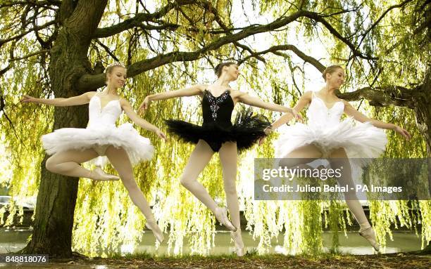 The Moscow Ballet's Daria Kapitonova, Natalia Gubanova and Ksenia Burnicicheva on the banks of the Grand Canal in Dublin, for a photocall to promote...