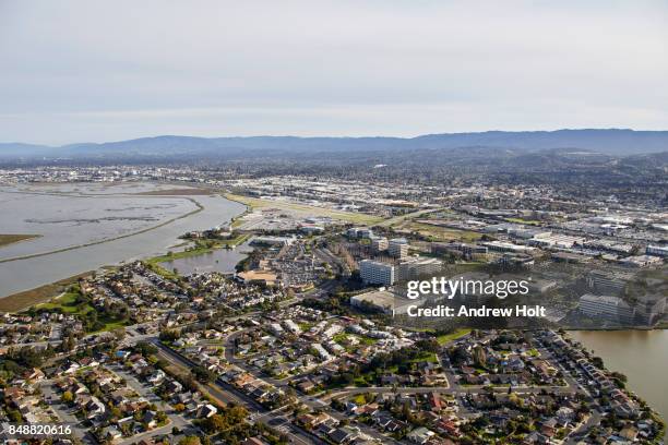 aerial photography view south of san carlos, san mateo county in the san francisco bay area. california, united states. - san carlos stock pictures, royalty-free photos & images