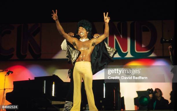 American singer and musician Little Richard performing live onstage at the London Rock and Roll Show at Wembley Stadium in London on 5th August 1972.