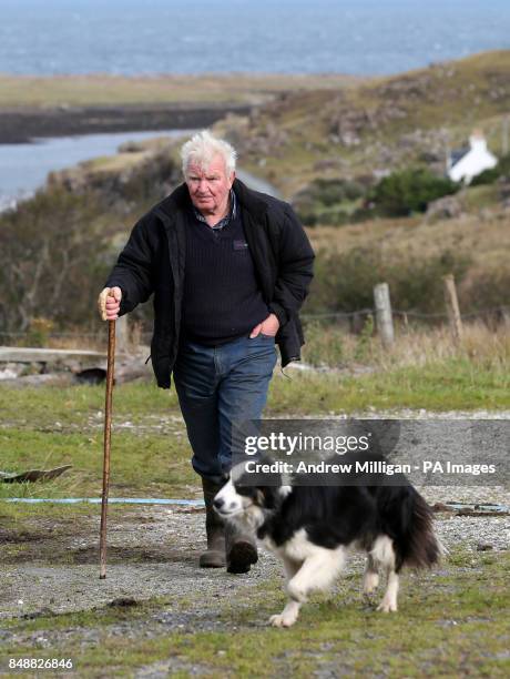 Crofter Iain Macdonald from Staffin on Skye moves his cows across the sea to their Island grazing ground for the winter. Iain is thought to be the...