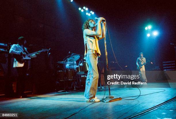 From left, John Entwistle, Keith Moon, Roger Daltrey and Pete Townshend of rock group The Who perform live on stage at The Lyceum Theatre in London...