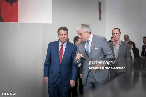 German Foreign Minister and Vice Chancellor Sigmar Gabriel and Walter Smerling , Head of the Foundation of Art and Culture, visit the exhibition...