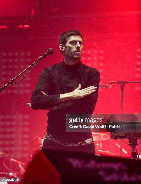 Dave Pen from Archive performs at Place de la Concorde on September 17, 2017 in Paris, France.