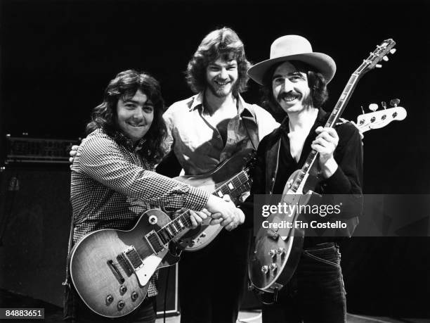 Photo of Micky MOODY and WHITESNAKE and Neil MURRAY and Bernie MARSDEN, L-R. Bernie Marsden, Neil Murray, Micky Moody - posed
