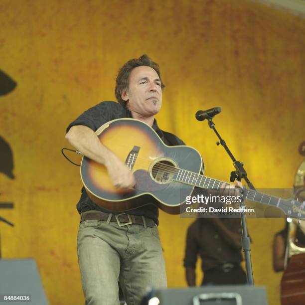 Photo of Bruce SPRINGSTEEN, performing live onstage before We Shall Overcome tour with Seeger Sessions band