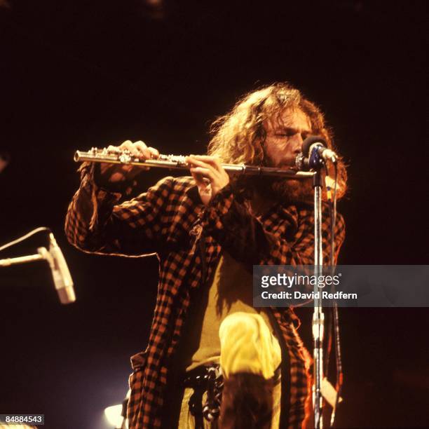 Photo of Ian ANDERSON and JETHRO TULL, Ian Anderson performing live onstage, playing flute