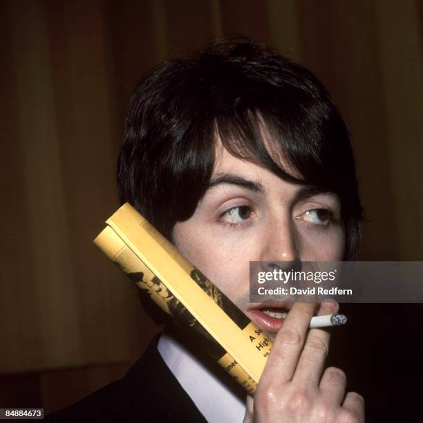 English musician and songwriter Paul McCartney of The Beatles attends a press conference to promote Leicester University's arts festival at the Royal...