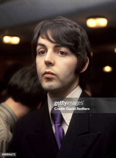 English musician and songwriter Paul McCartney of The Beatles attends a press conference to promote Leicester University's arts festival at the Royal...