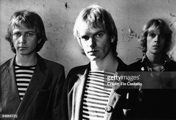 1st SEPTEMBER: Photo of STING and Andy SUMMERS and Stewart COPELAND and POLICE; L-R: Andy Summers, Sting, Stewart Copeland - posed, group shot....