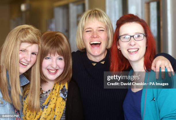 And Teenage Cancer Trust ambassador Edith Bowman with former patients Michaela Waddell,Pamela Duffy, and Anna Thomson during a visit to the Western...