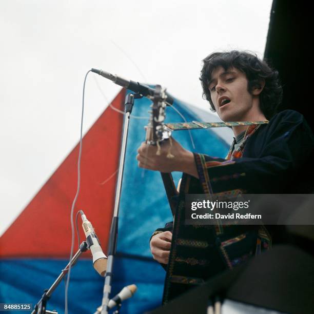 Scottish singer and musician Donovan performs live on stage at the Seventh National Jazz and Blues Festival at Windsor racecourse in Berkshire on...