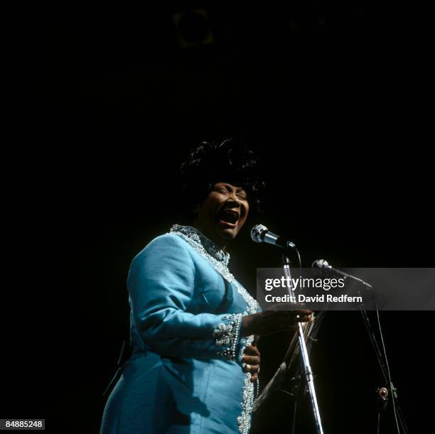 American gospel singer Mahalia Jackson performs live on stage at the Newport Jazz Festival in Newport, Rhode Island on 10th July 1970.