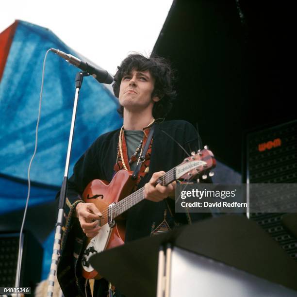 Scottish singer and musician Donovan performs live on stage at the Seventh National Jazz and Blues Festival at Windsor racecourse in Berkshire on...