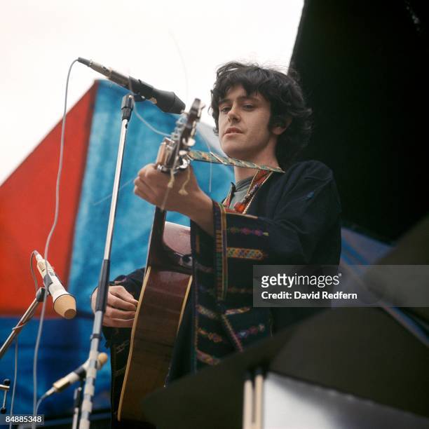 Scottish singer and musician Donovan performs live on stage at the Seventh National Jazz and Blues Festival at Windsor racecourse in Berkshire on...