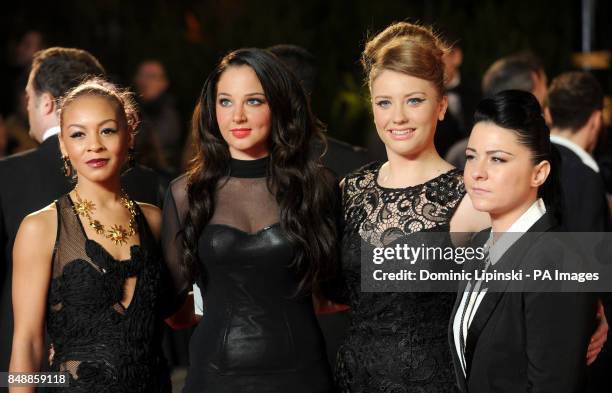 Jade Ellis, Tulisa Contostavlos, Ella Henderson and Lucy Spraggan arrive at the Royal World premiere of Skyfall at the Royal Albert Hall, London.