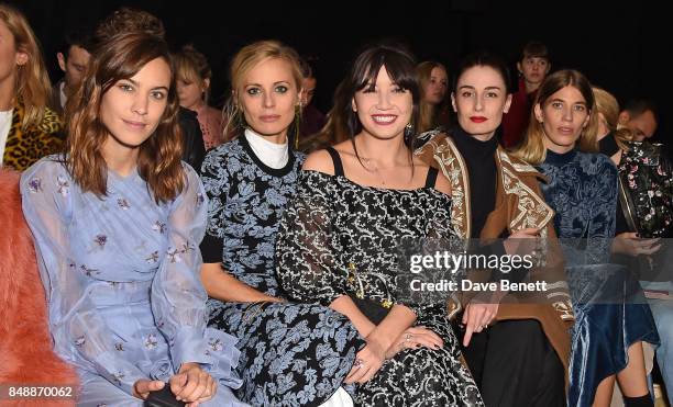 Alexa Chung, Laura Bailey, Daisy Lowe, Erin O'Connor and Veronika Heilbrunner attend the Erdem catwalk show during London Fashion Week at The Old...