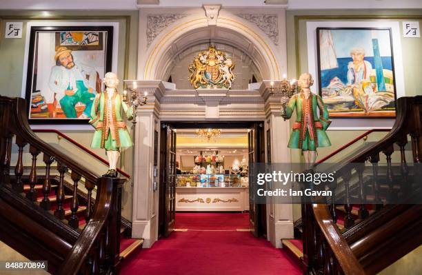 General view of the staircase with John Bellamy paintings at Fortum & Mason as Fortnums X Frank 17 sees 50 works by John Bellany go on display until...