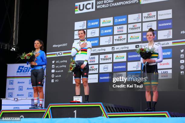 90th Road World Championships 2017 / ITT Women Junior Podium / Alessia VIGILIA Silver Medal / Elena PIRRONE Gold Medal / Madeleine FASNACHT Bronze...