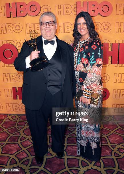 Executive producer David Mandel and dr. Rebecca Whitney attend HBO's Post Emmy Awards Reception at The Plaza at the Pacific Design Center on...