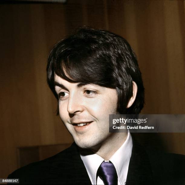 English musician and songwriter Paul McCartney of The Beatles attends a press conference to promote Leicester University's arts festival at the Royal...