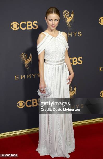 Actor Halston Sage attends the 69th Annual Primetime Emmy Awards - Arrivals at Microsoft Theater on September 17, 2017 in Los Angeles, California.