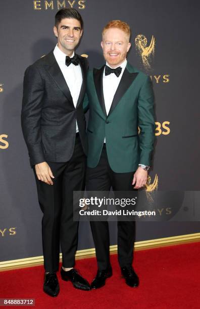 Lawyer Justin Mikita and actor Jesse Tyler Ferguson attend the 69th Annual Primetime Emmy Awards - Arrivals at Microsoft Theater on September 17,...