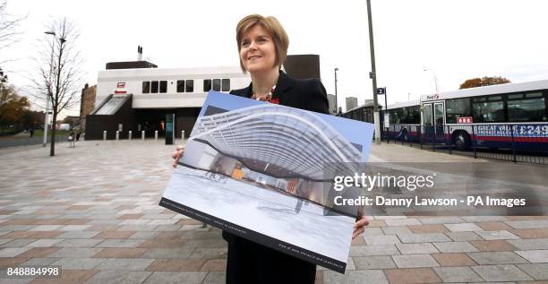 Deputy First Minister Nicola Sturgeon announces &pound;2million funding for two transport projects in Glasgow and Dundee during a visit to Govan...