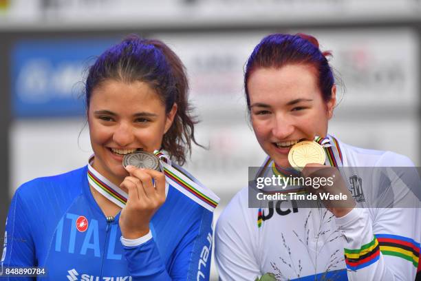 90th Road World Championships 2017 / ITT Women Junior Podium / Alessia VIGILIA Silver Medal / Elena PIRRONE Gold Medal / Celebration / Bergen -...