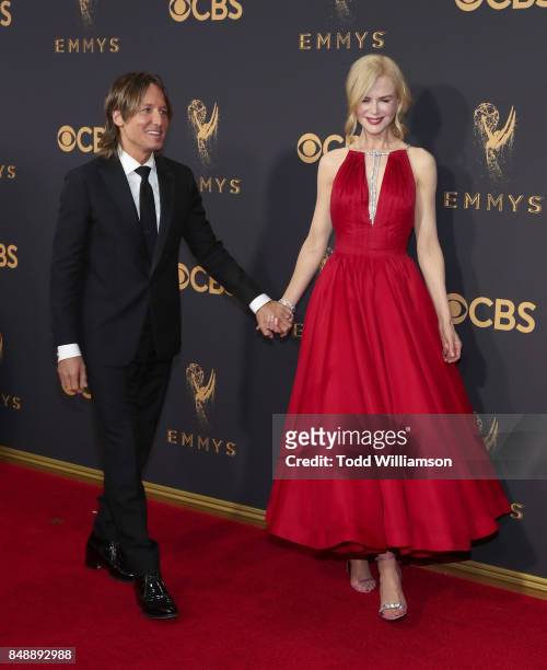 Keith Urban and Nicole Kidman attend the 69th Annual Primetime Emmy Awards at Microsoft Theater on September 17, 2017 in Los Angeles, California.