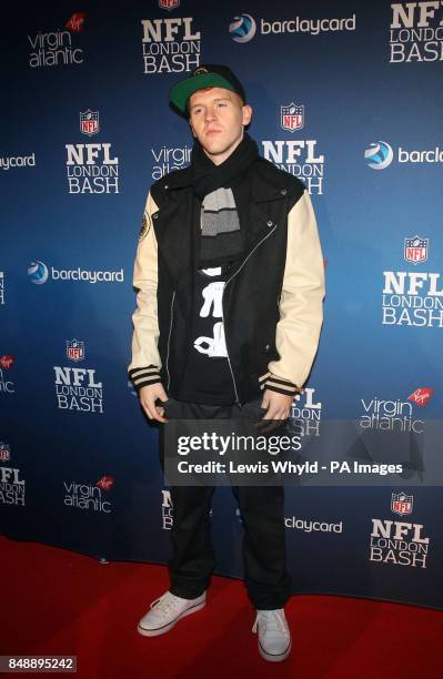 Bobii Lewis arrives at the NFL Pre-game Party at Under The Bridge at the Chelsea Football Ground in London.