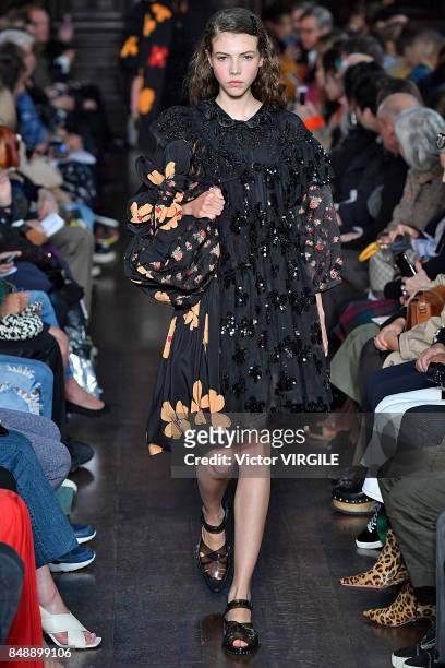 Model walks the runway at the Simone Rocha Ready to Wear Spring/Summer 2018 fashion show during London Fashion Week September 2017 on September 16,...